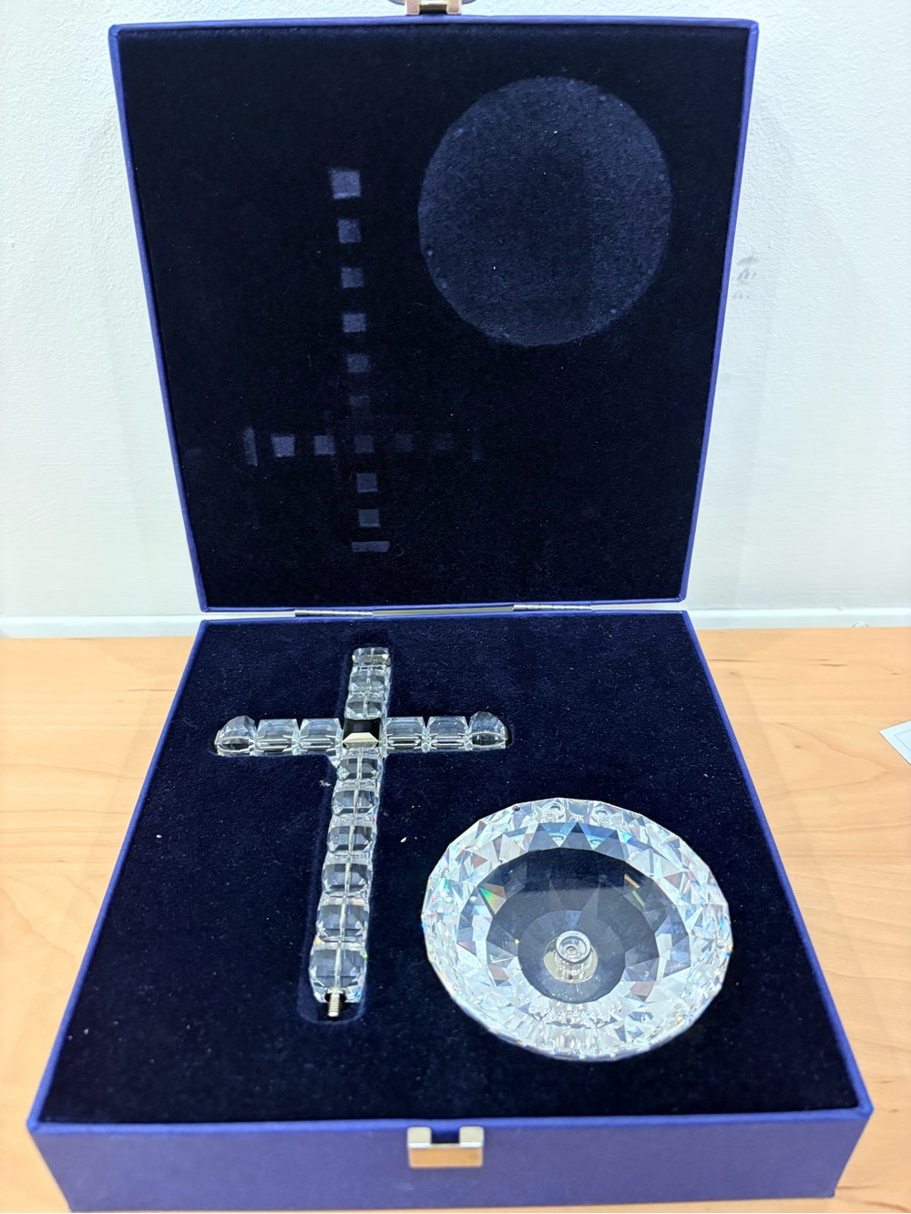 Swarovski Clear Crystal Cross and stand Set